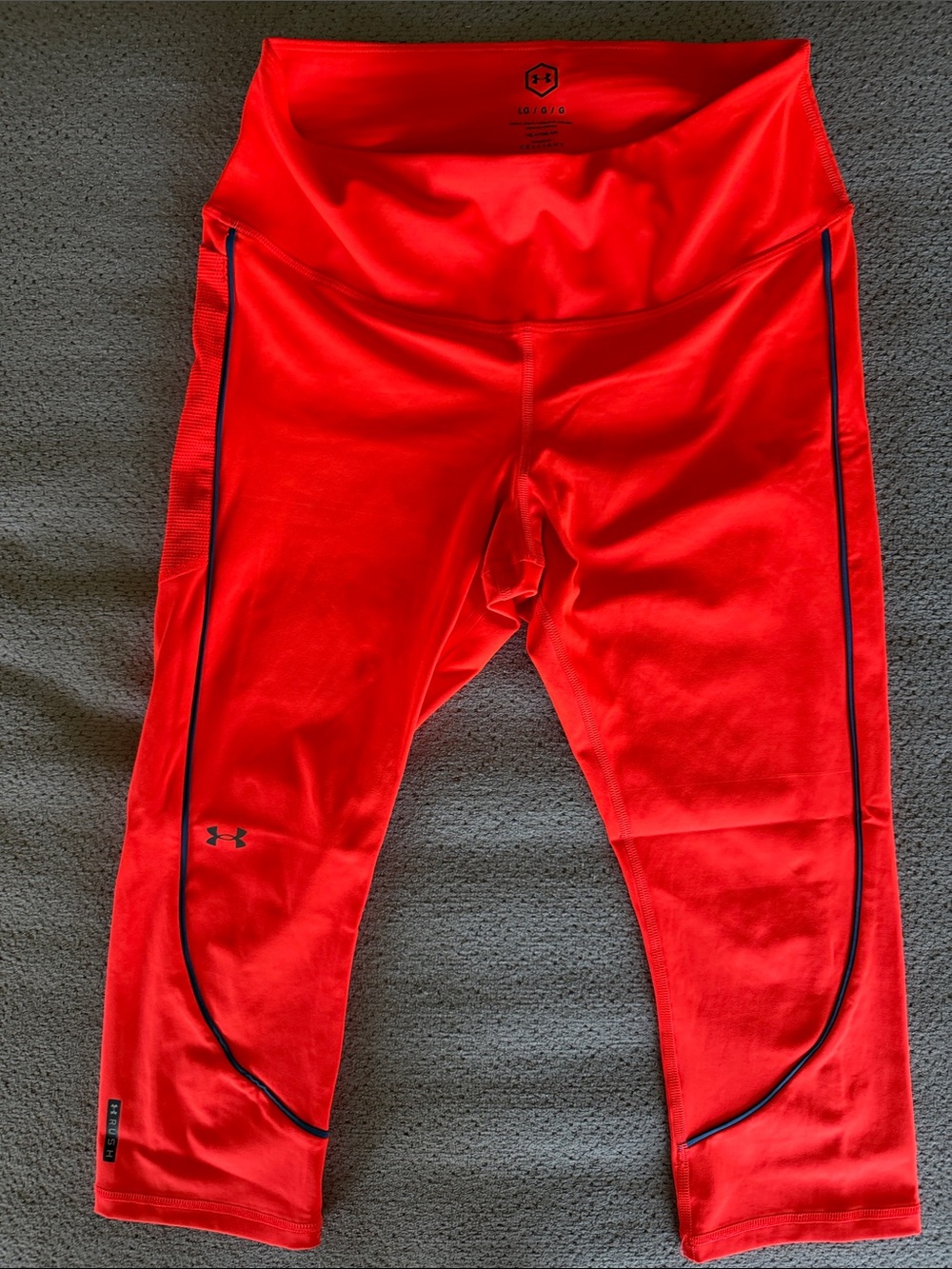 Under Armour Neon Orange Capri Leggings with Navy Trim
